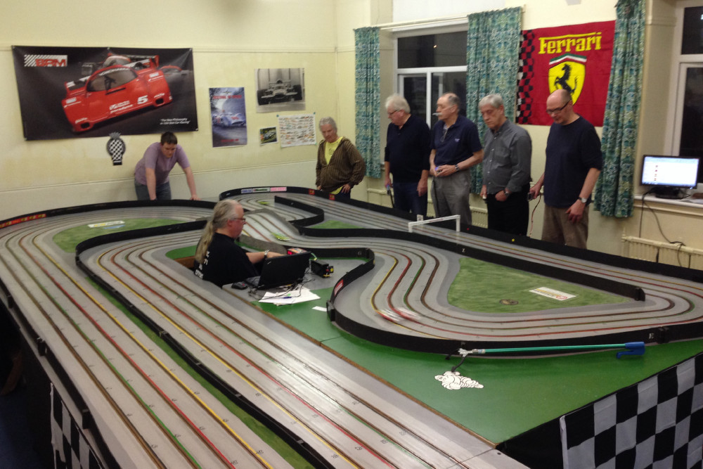 Close-racing at Hawthorne Park Slot Car Club, Bootle