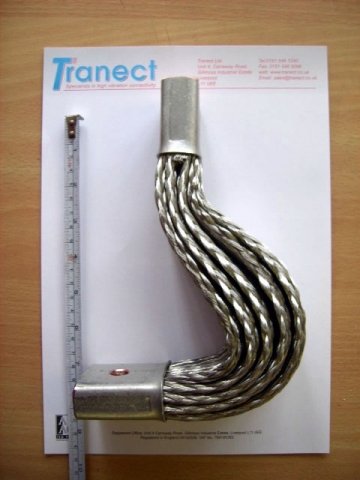 Braided busbar connector with 90 degree bend designed and manufactured for CERN.